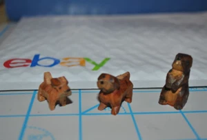 VTG Wood Miniature Set/3 FOX TERRIER, english BULLDOG,PRAIRIE dog/MARMOT Germany - Picture 1 of 4