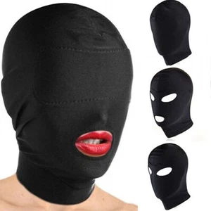 Elastic Breathable Full Head Hood Open Eyes Mouth 4 Types Spandex Costume Mask - Picture 1 of 26