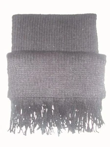 Schwarzer Lammwollschal, handgefertigt in Bolivien, 40" x 9-1/2", Neu ohne Etikett - Bild 1 von 1