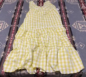 Free People Beach Club Maxi Dress Tiered V Neck Tie Yellow Ruffled S NWT BR - Picture 1 of 9