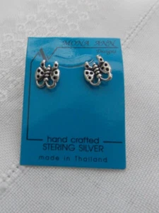 Pendientes perforados mariposa de plata de ley #SL420 - Imagen 1 de 5
