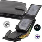 Men’s Genuine Cowhide Soft Leather Rfid Protected 12 Cards Wallet Coin New Black