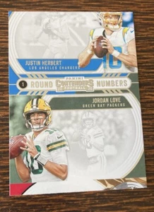 RARE miscut Justin Herbert Jordan Love Rookie 2020 Contenders Round #s RC 1/1? - Picture 1 of 8