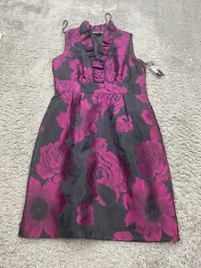 Jessica Howard Dress Women 8P Petite Purple Floral Satin Ruffle Cocktail NWT - Picture 1 of 10