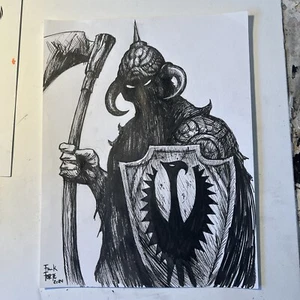 Death Dealer (Frank Frazetta) NUEVO dibujo original de terror de Frank Forte RARO - Imagen 1 de 2