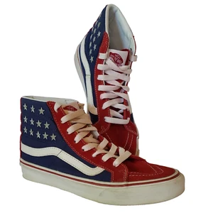 Vans Sk8 Hi American Flag Studded Stars Sneakers Men 4.5 Women 6 Red Suede USA - Picture 1 of 10