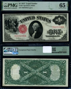 FR. 39 $1 1917 Legal Tender Gem PMG CU65 EPQ - Picture 1 of 3