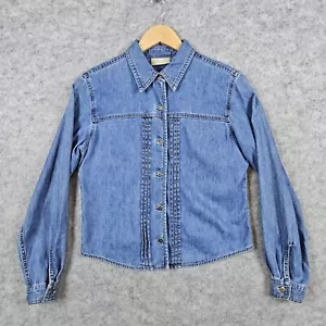 Liz Claiborne Lizwear Damen blau Jeanshemd Größe P6 100 % Baumwolle plissiert vorne - Bild 1 von 11