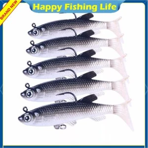5PCS/Pack Soft Rubber Ice Fishing Lure 7.5cm/12.5g Fish Bait Bass Paddle Tail - Picture 1 of 14