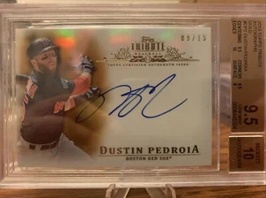 2013 Topps Tribute Gold/15 Dustin Pedroia #TA-DP2 Auto Beckett 9,5 autógrafo 10 - Imagen 1 de 1