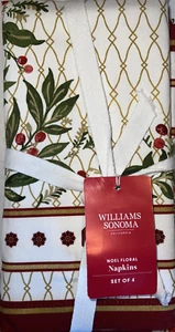 Williams Sonoma Noel Floral Abendessen Servietten 4er Set 20" Weihnachten - Bild 1 von 2