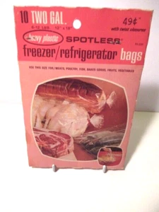 Vintage Heavy Plastic Freezer Refrigerator Bags SPOTLESS 1970s set prop - Picture 1 of 3