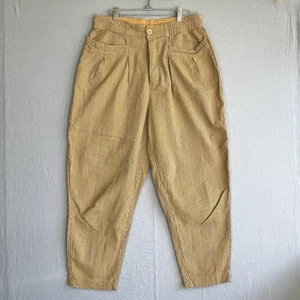 Free People Pants L Yellow Make A Stand Slouchy Baggy Button Fly Striped Pockets - Picture 1 of 11