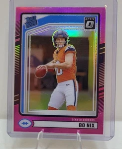 2024 Donruss Optic Bo Nix Rated Rookie RC Pink Prizm #369 Broncos - Picture 1 of 2