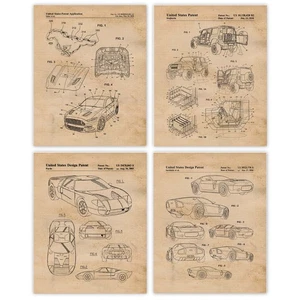 Classic Ford Shelby Car Patent Prints, 4 (8x10) Art Decor Home Work Office - Picture 1 of 10