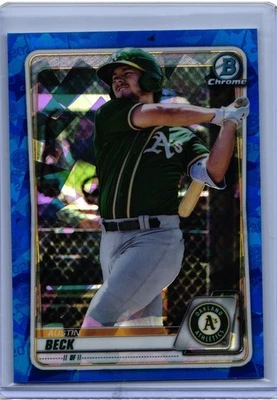 2020 Bowman Chrome Sapphire Edition Baseball #BCP-16 Austin Beck Base Athletics - Image 1 of 2