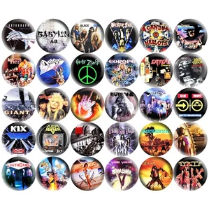 80s Glam Metal Hard Rock 2.25" Pinback Buttons Retro Music Hair Bands, 30 Pins - Picture 1 of 4