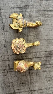 #0072: Set of 3 Vintage Chinese Gold-Plated Belt Buckles Beast Motifs and Seals - Picture 1 of 10