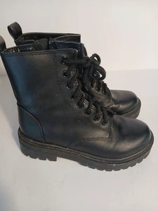 NWOB Faux Leather Combat Boots SZ 5.5 Grunge Goth Moto - Picture 1 of 6