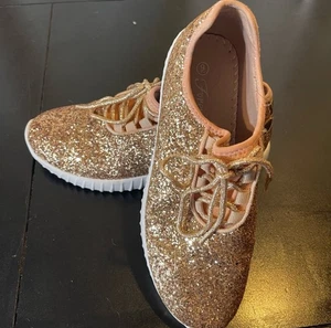 Forever Glittery Rose Gold Women's Sneakers 9 - Picture 1 of 5