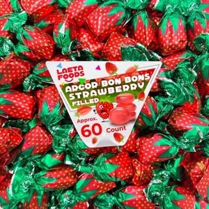 Strawberry Filled Bon Bons 1 Pound Bag Approx 60 Count Hard Candy - Picture 1 of 6