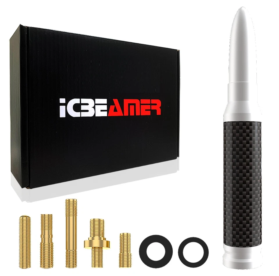 Антенна ICBEAMER 50 калибр White Bullet 5,5 дюйма для пикапов - Изображение 1 из 4