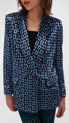 Chaqueta Diane von Furstenberg Chiana Chal Cuello Doble Pecho Terciopelo Geo Talla 6 Foto 1 de 4