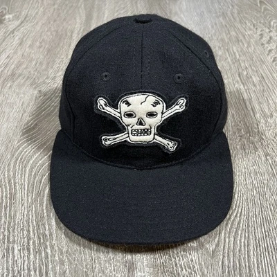EBBETS FIELD Flannels Skull Wool Baseball Hat BLACK - Image 1 of 4