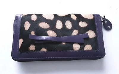 Laura Ashley Purse Purple Leather & Ponyskin Organiser Wallet Zip Around New - Image 1 of 4