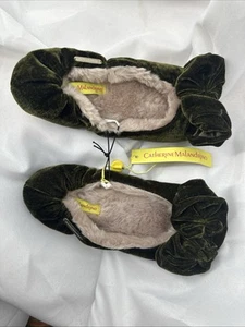 Catherine Malandrino Faux Fur-Lined Velvet Ballerina Slippers Small 5/6 - Picture 1 of 4