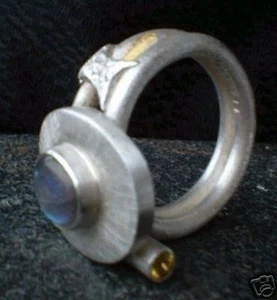 Anillo plata, plata 999, plata fina, labradorita, diseño Flamere, Dieter Fischer - Imagen 1 de 1
