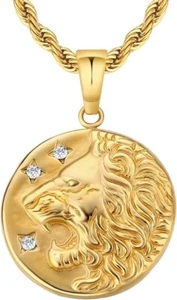 KRKC&CO Collar Moneda Colgante Hombre con Cadena de Cuerda Francesa 2.5mm de Ancho NUEVO - Imagen 1 de 4