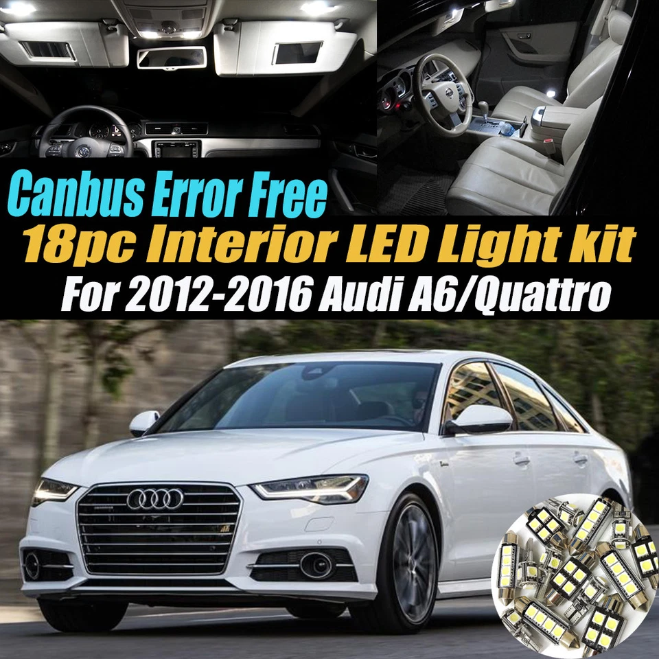 18Pc Error Free Car Interior LED White Light Kit for 2012-2016 Audi A6/Quattro  - Image 1 of 4