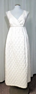 Vintage 60s Empire Waist Maxi Dress Quilted Jane Martin II Silver Lame Pockets S - Picture 1 of 12