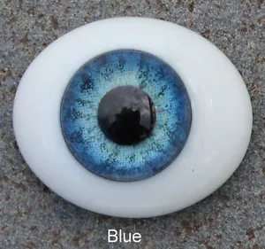 Solid Glass, Flatback Oval Paperweight Eyes - Blue, 22mm - Picture 1 of 4