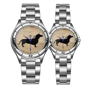 Reloj de Metal Dachshund, Arte Rústico de Silueta de Perro, Regalo Unisex para Amante de las Mascotas - Imagen 1 de 5
