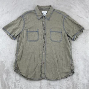A/X Armani Exchange Shirt Men XL Cement 100% Linen Contrast Stitching Designer - Picture 1 of 8