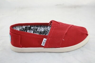 ZAPATO INFORMAL SIN CORDONES DE LONA ROJA CLÁSICO TINY TOMS PARA NIÑOS PEQUEÑOS Foto 1 de 4