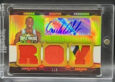 2007 Topps Triple Threads Emeka Okafor 1/9 GOLD 3 Color Game Patch Auto #ttra-51