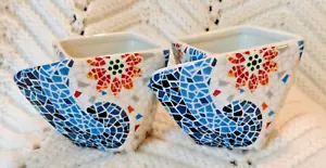 Espresso Cups Mosaic Tile Stained Glass Antoni Gaudi Style Square Mug UNIQUE - Picture 1 of 7