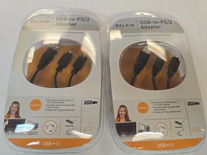 2 Belkin USB-to-PS/2 Adapter Connect Mouse Keyboard USB Computer Cable new - Picture 1 of 5