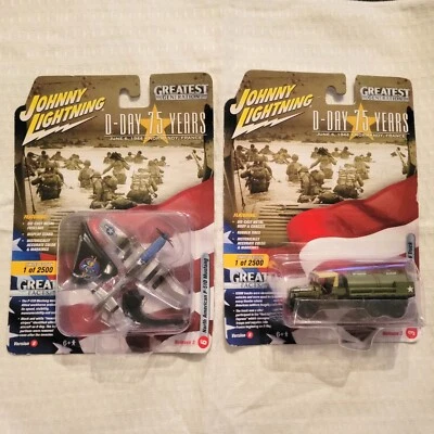 JOHNNY LIGHTNING D DAY 75 YEARS WWII  2 1/2 Ton 6×6 Truck & P-51D Mustang B/3 - Image 1 of 4