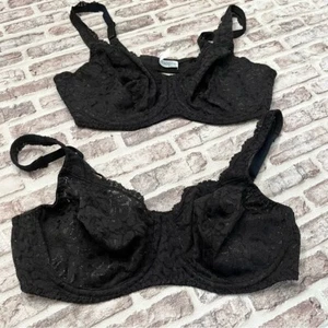 36B Playtex Secrets Bra Black Lace Underwire Vintage 90s Y2K 4233 Lot of 2 - Picture 1 of 5