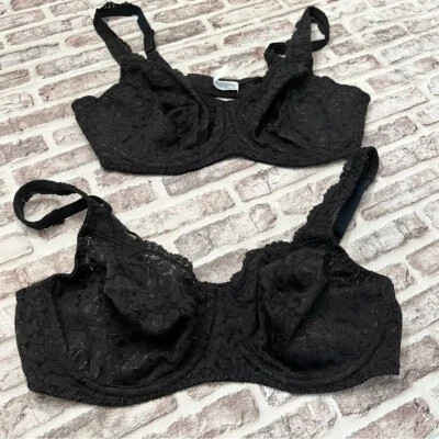 Sujetador 36B Playtex Secrets Negro Encaje Con Aros De Colección Años 90 Y2K 4233 Lote de 2 Foto 1 de 4