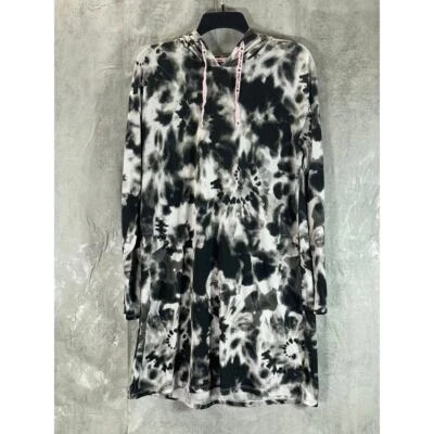 Suéter para dormir BETSEY JOHNSON negro/blanco tie-dye con capucha talla M Foto 1 de 4
