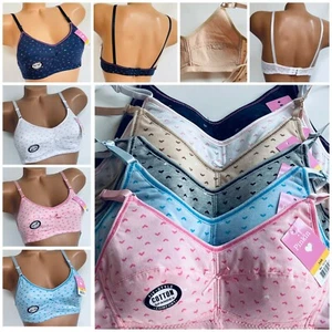 3/6 Teenager's Bras Wire Free Teen Girl Junior Cotton Training Bra Heart 30A-36A - Picture 1 of 21