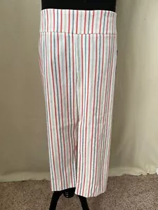 Zac & Rachel Vertical Striped Crop Semi-Wide Leg Pants, 18W - Picture 1 of 11