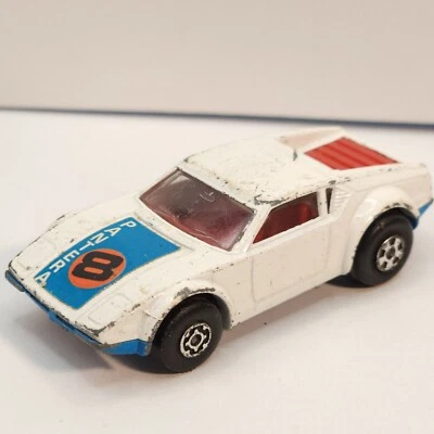 Caixa de fósforos vintage super rápida nº 8 De Tomaso Pantera branco fundido em escala 1/64 - Imagem 1 de 4