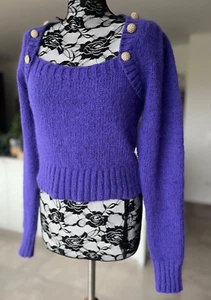 NEU! TINTORETTO Spain Marken Strick Grobstrick Pullover Puffärmel Lila S 36 - Bild 1 von 4