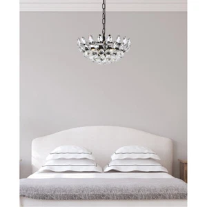 Crystal Pendant Chandelier Black Foyer Dining Room Kitchen 3 Light Fixture 16 in - Picture 1 of 9